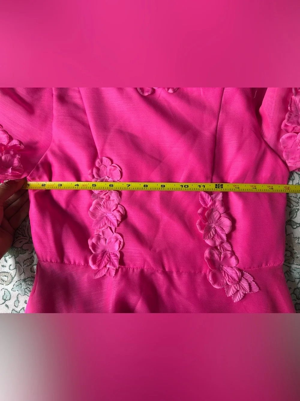 Gianni Bini Hot Pink Floral-Appliqué Party Dress